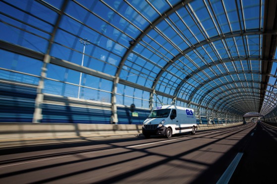 Express delivery driver on his way to deliver a parcel