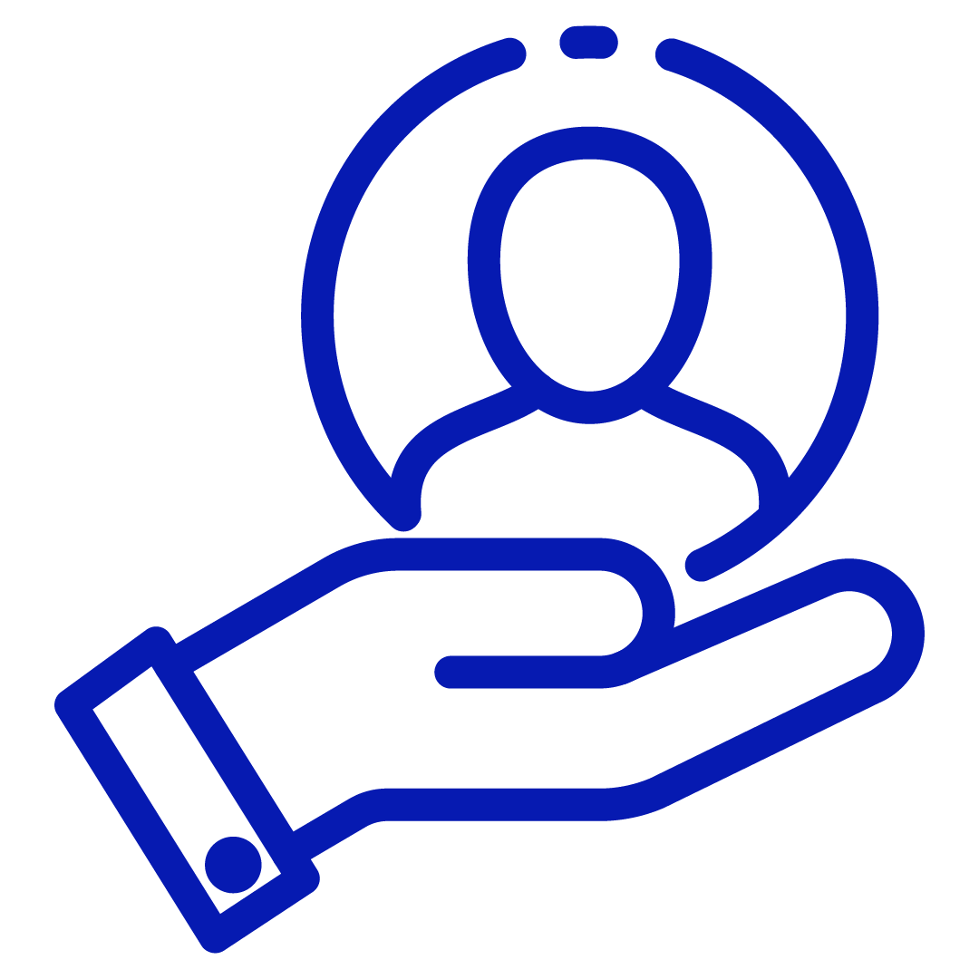 Main tenant une personne